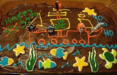 Pirate-themed birthday cake