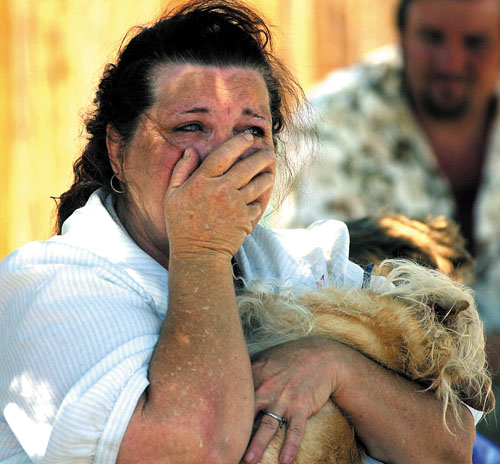 Crying woman with dog