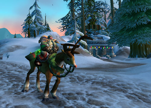 Ringo rides a reindeer